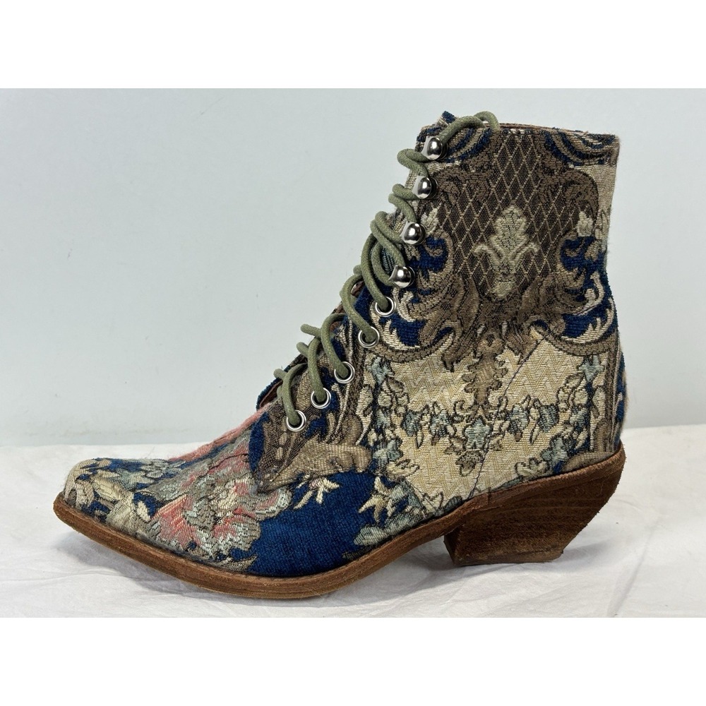 Jeffrey Campbell Tapestry Ankle Boots Sz 6.5 Women's Boho Prairie Coachella